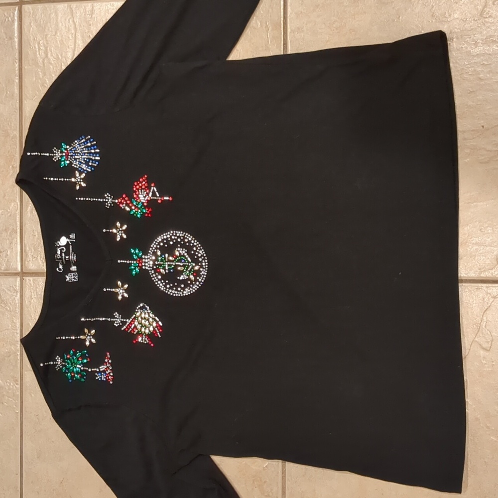 Coral Bay Black Holiday Nautical Palm Design Size 1X